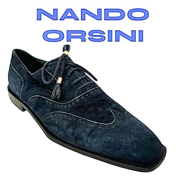 Nando Orsini Blue Suede Square Toe Oxford Dress Shoes Mens Size 11M main image 4